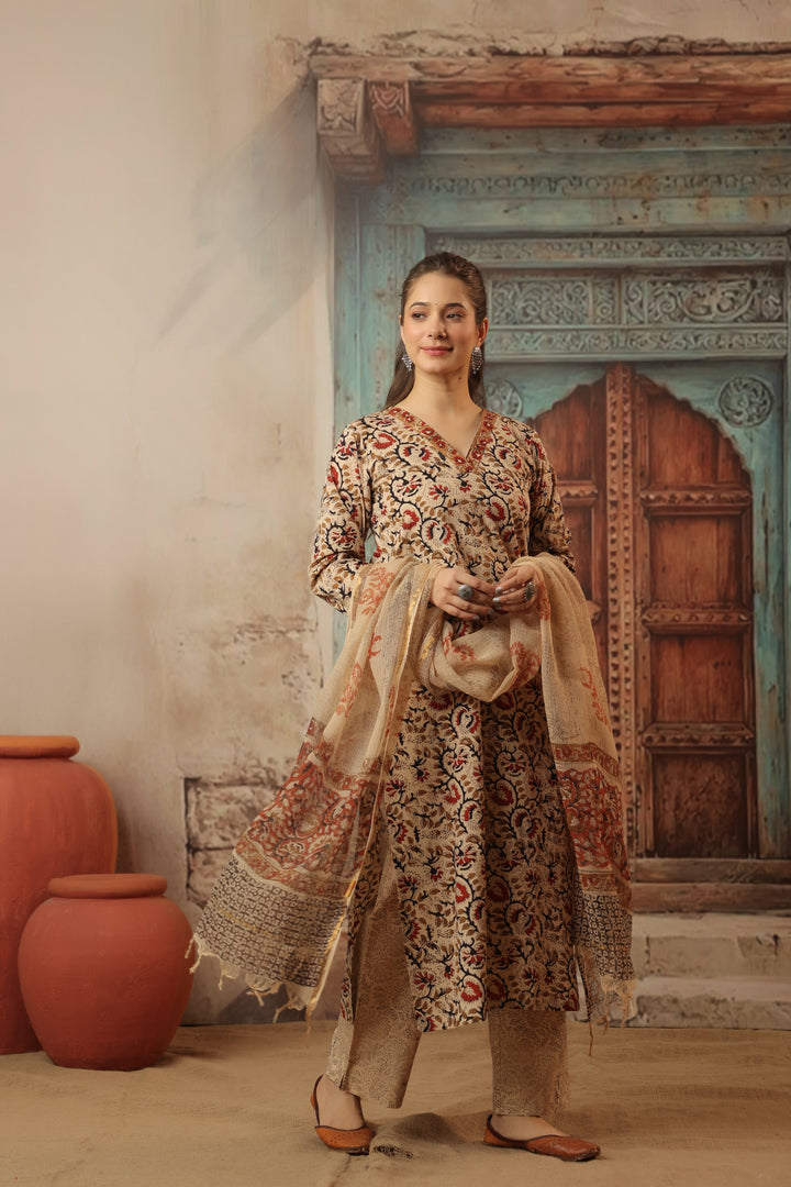 Niharika Beige Bagru Suit Set