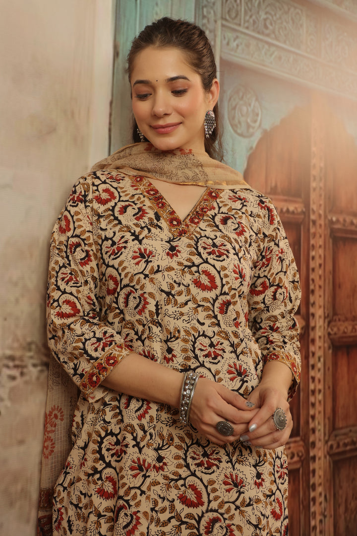 Niharika Beige Bagru Suit Set