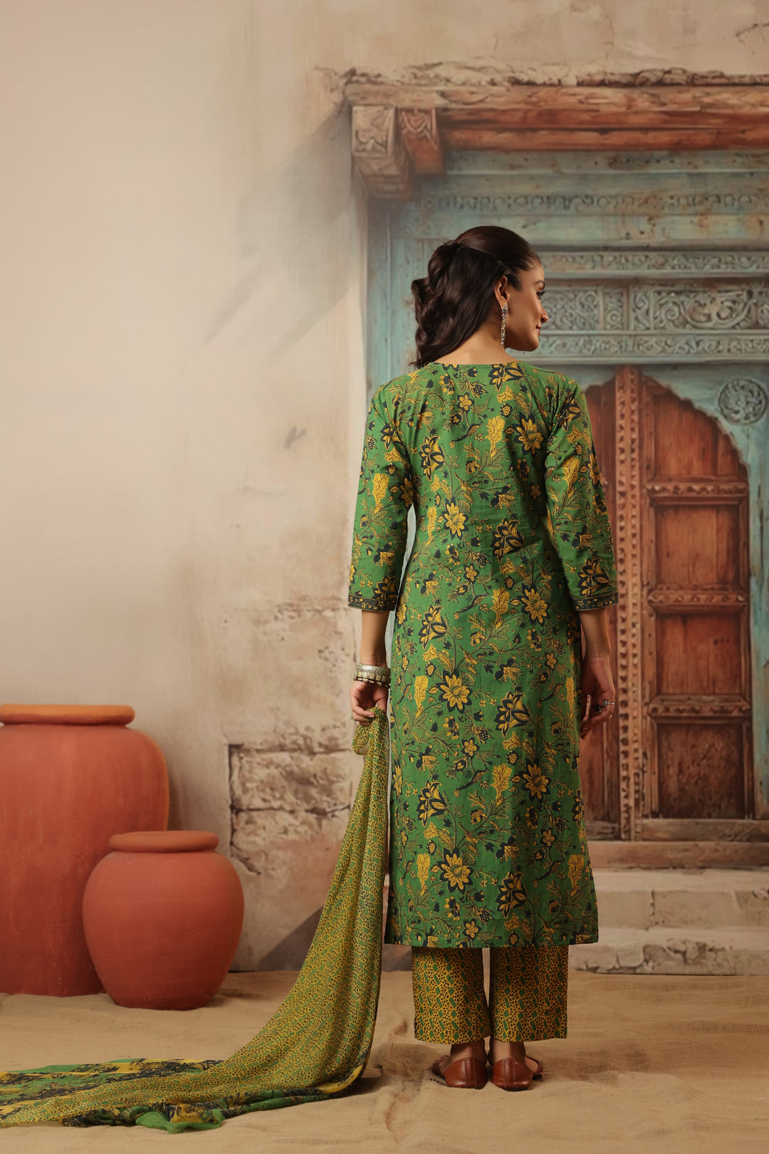 Hema Green Cotton Suit Set