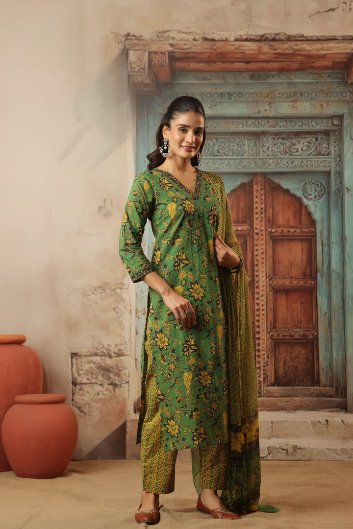 Hema Green Cotton Suit Set
