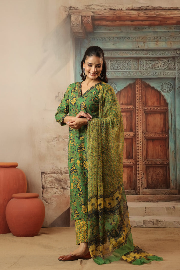 Hema Green Cotton Suit Set
