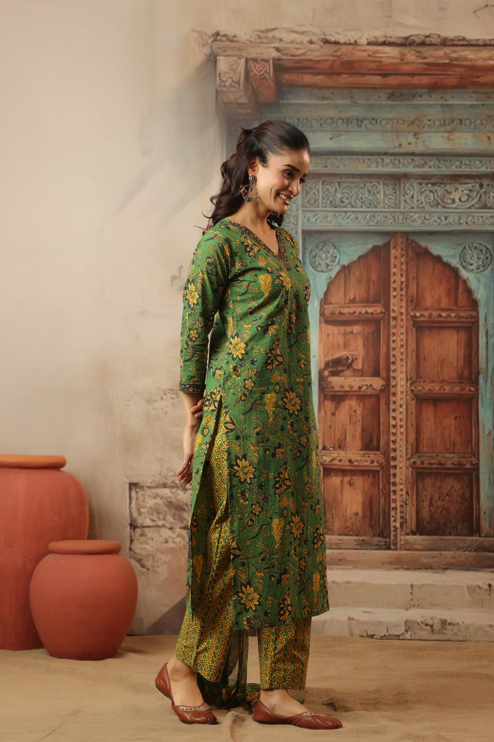 Hema Green Cotton Suit Set