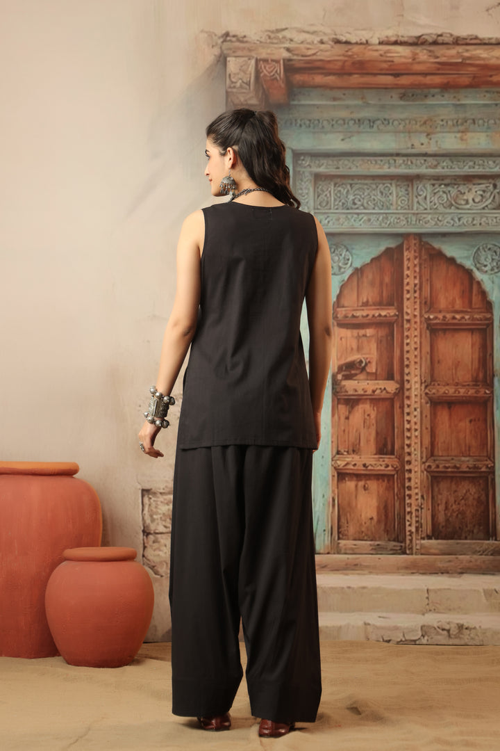 Plain Black farshi salwar set