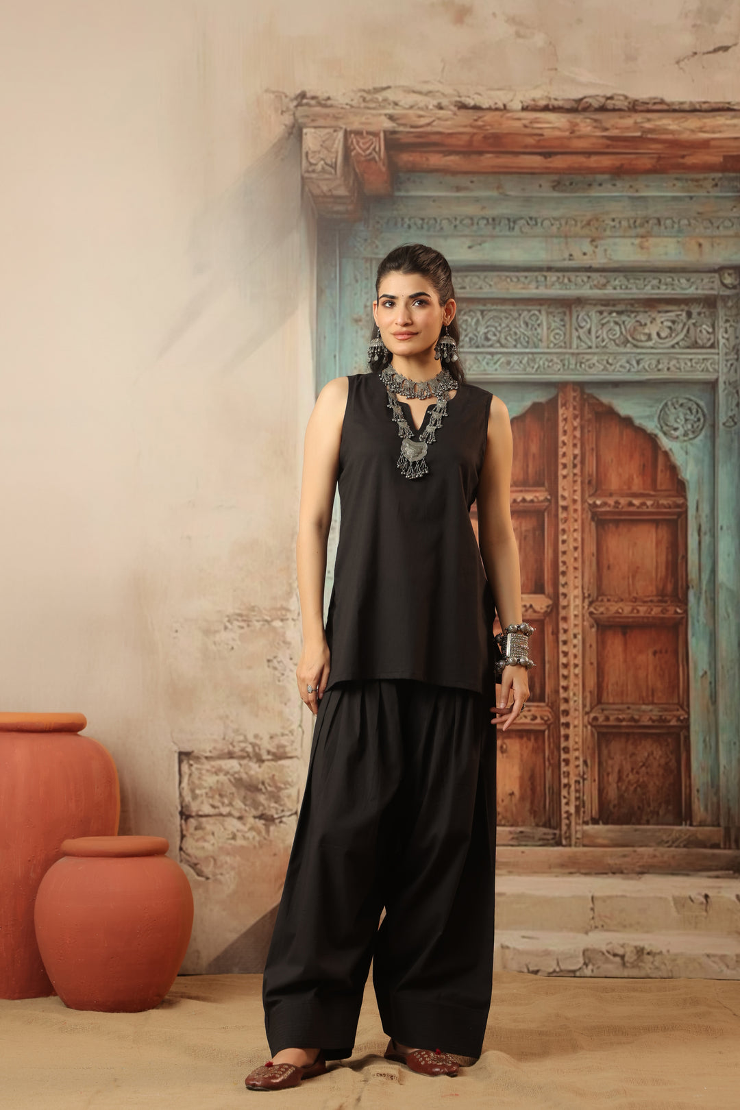 Plain Black farshi salwar set