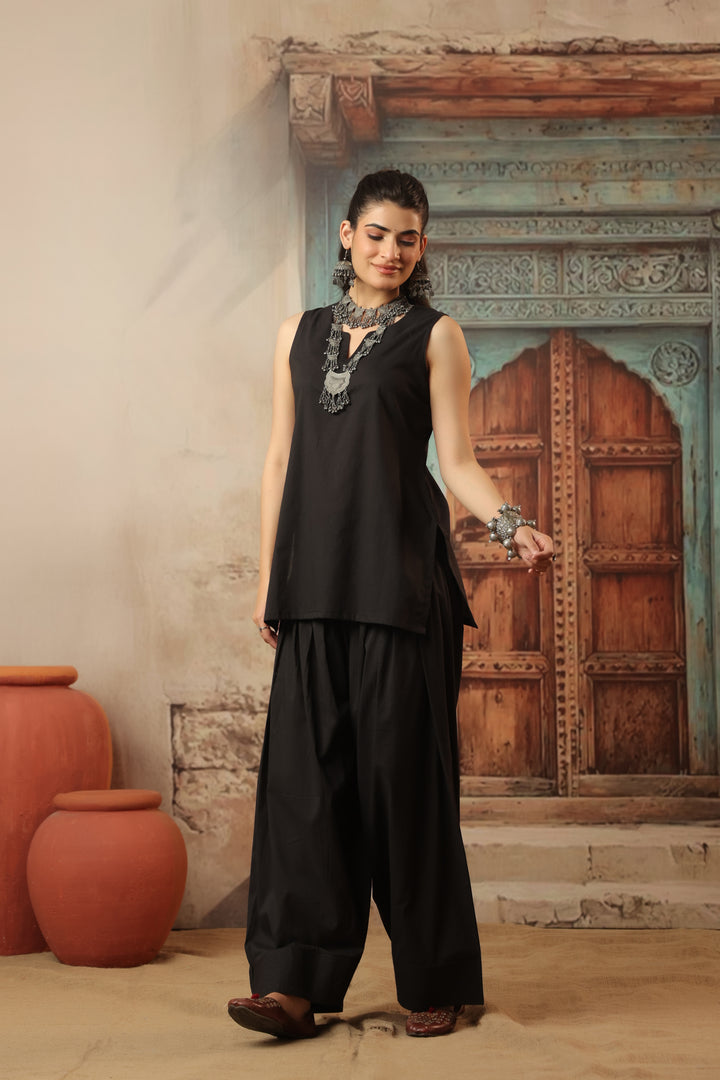 Plain Black farshi salwar set