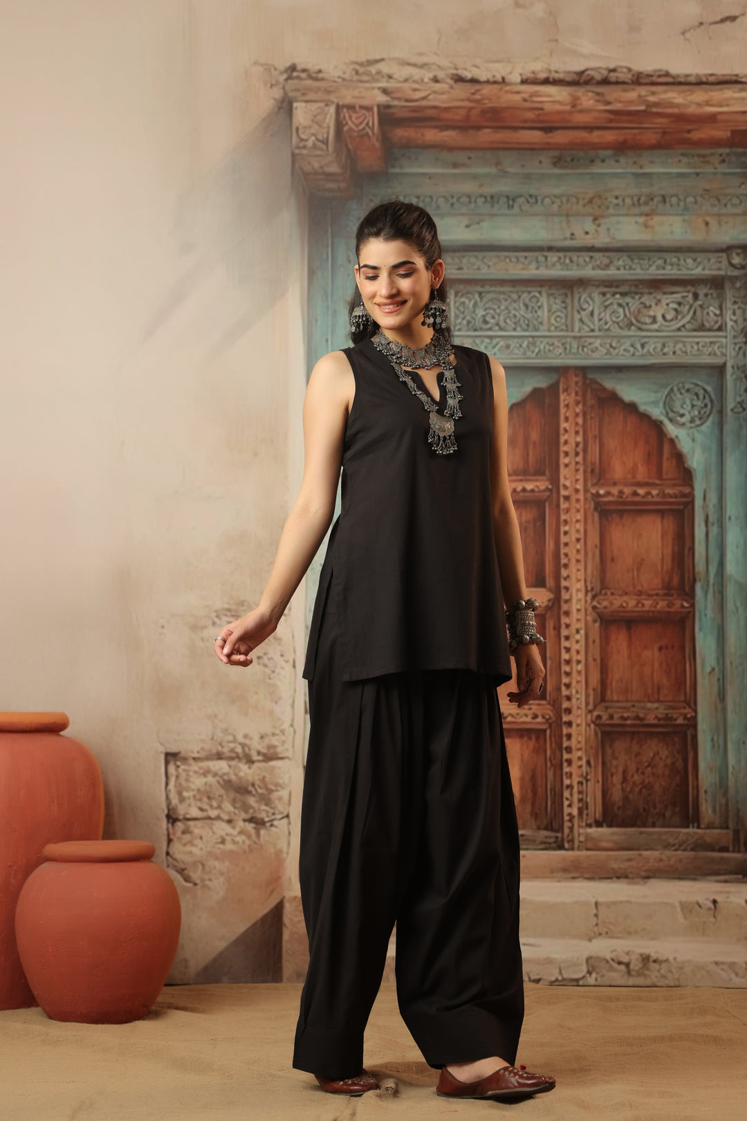 Plain Black farshi salwar set