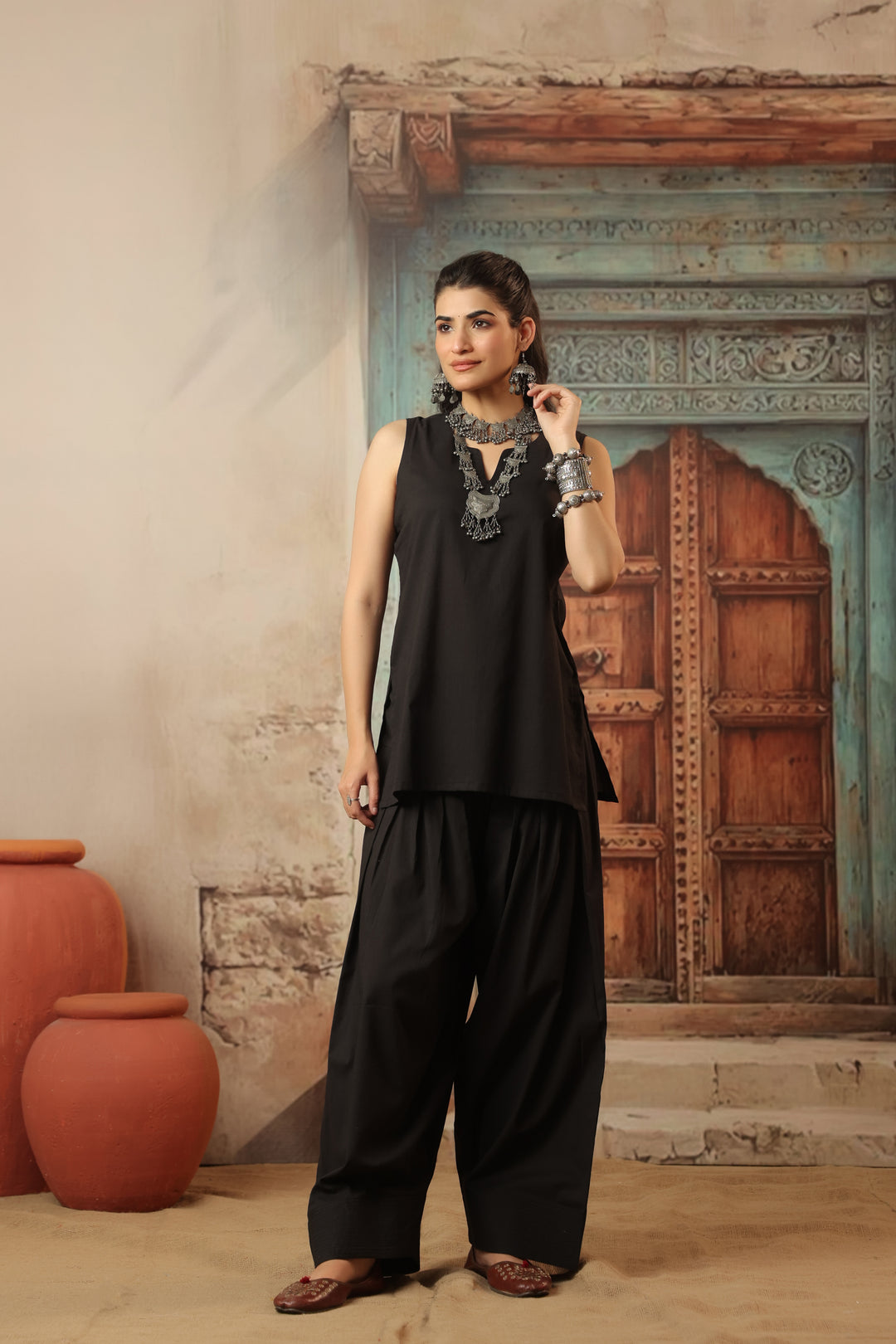 Plain Black farshi salwar set