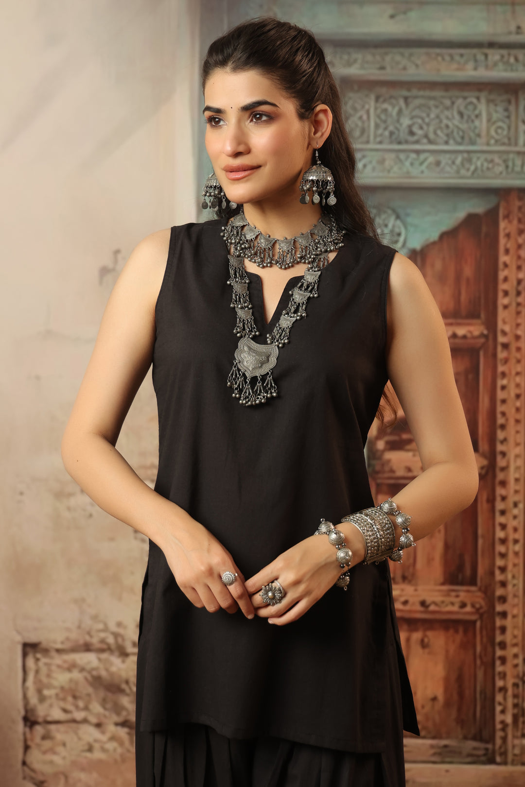 Plain Black farshi salwar set