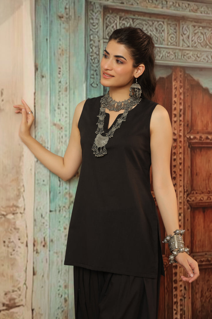 Plain Black farshi salwar set