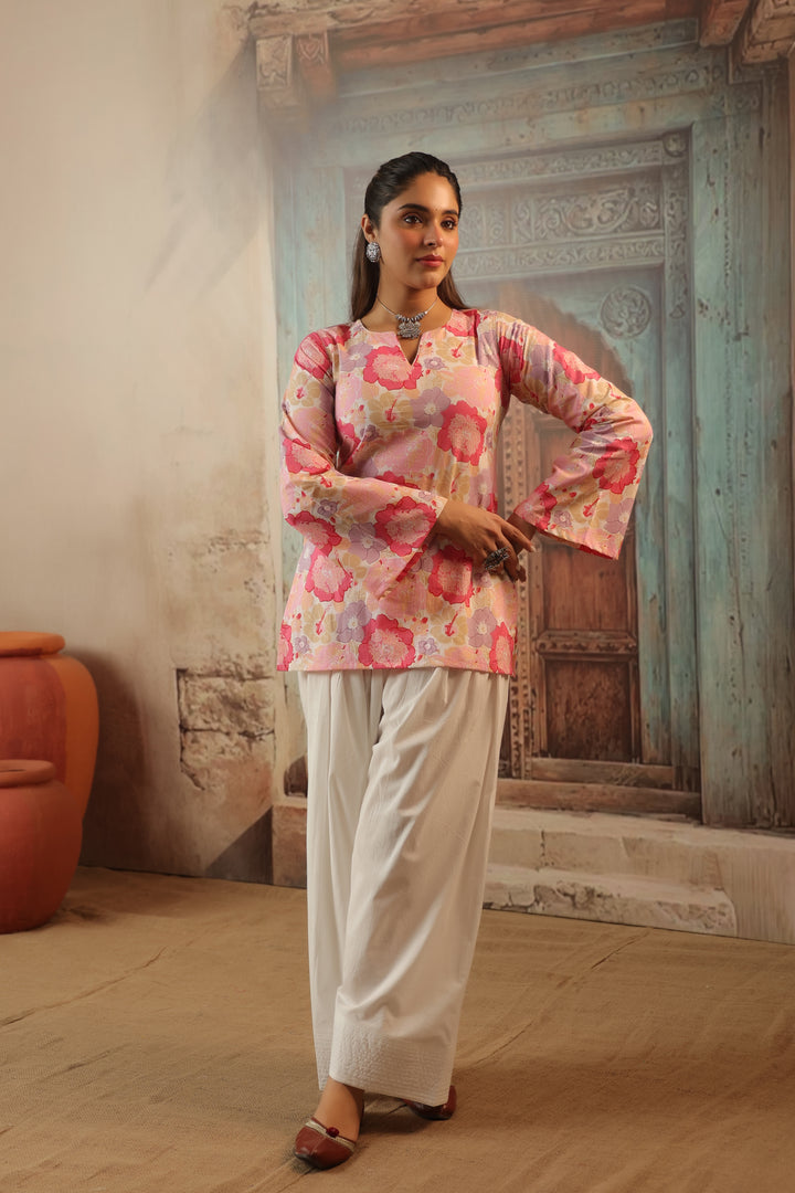 Pink Printed Farshi Aalwar Set