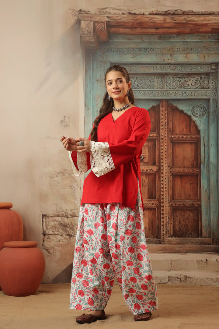 Red Farshi Salwar Set