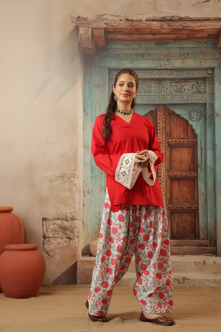 Red Farshi Salwar Set