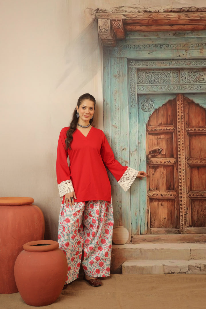 Red Farshi Salwar Set