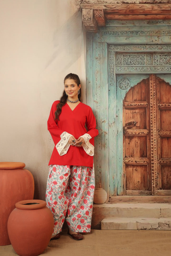 Red Farshi Salwar Set