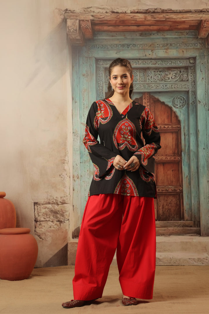 Black Red Farshi Salwar Set