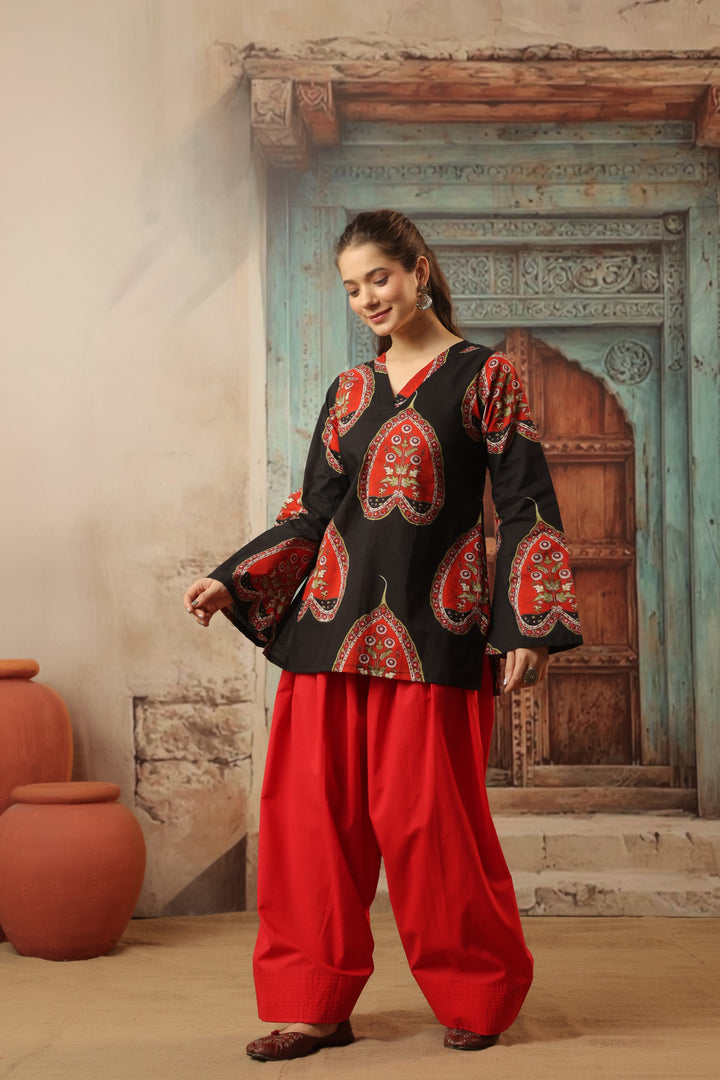Black Red Farshi Salwar Set