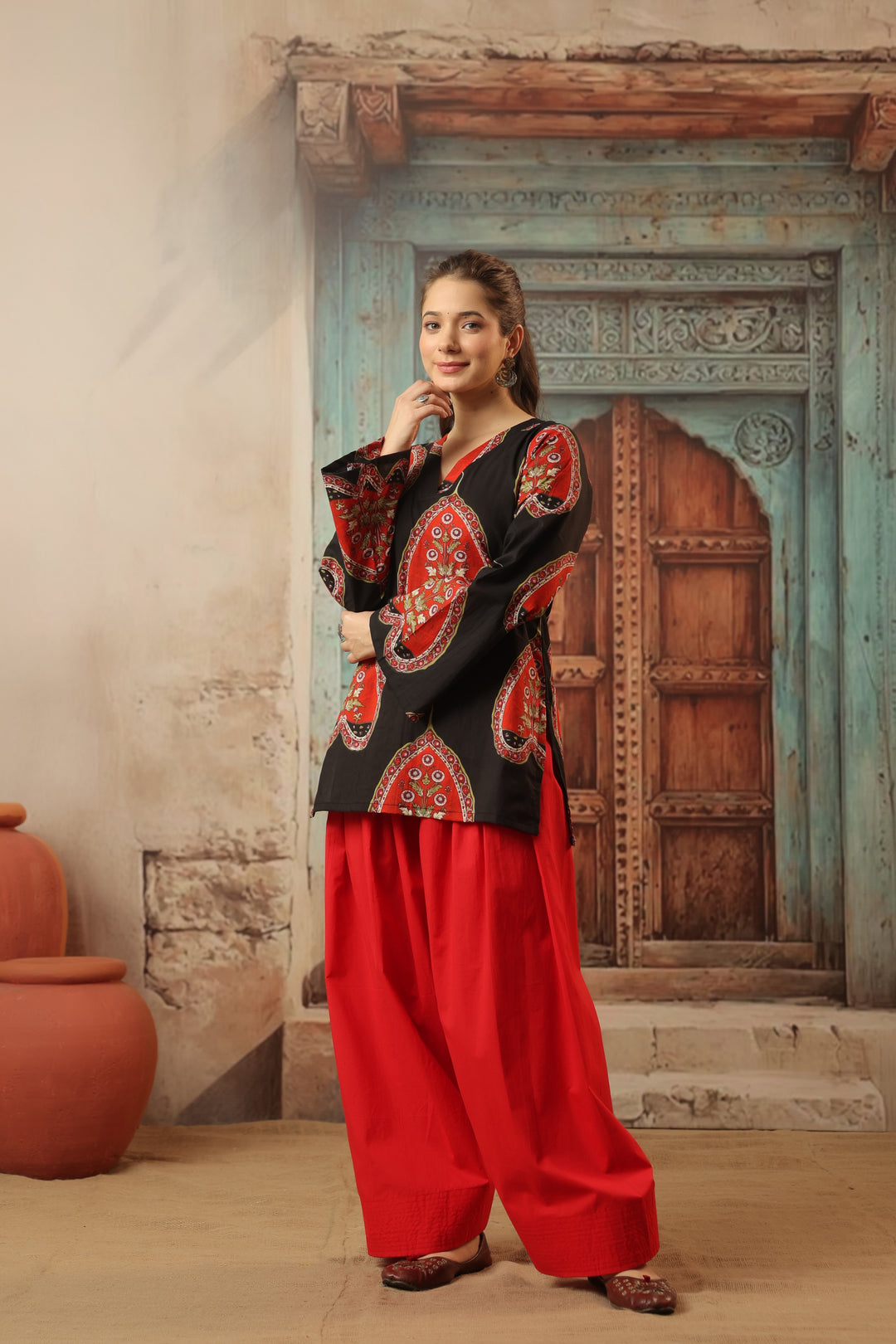 Black Red Farshi Salwar Set