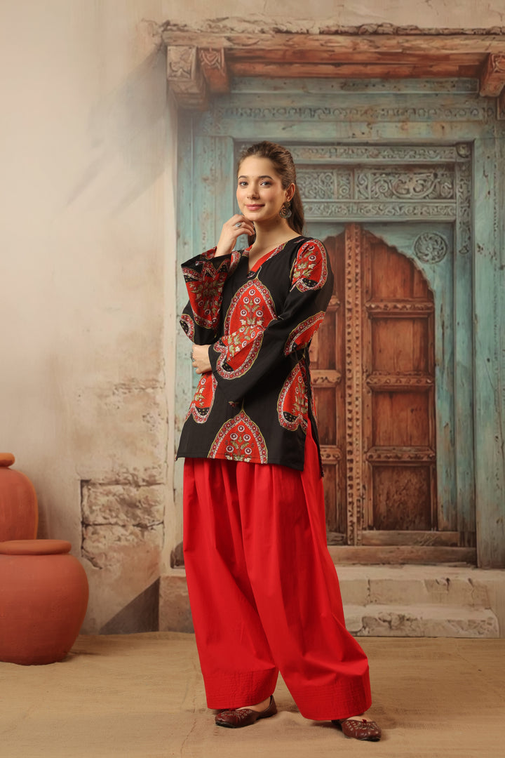 Black Red Farshi Salwar Set