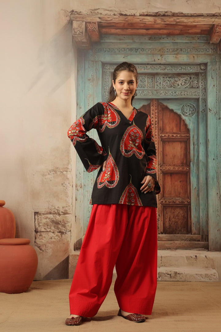 Black Red Farshi Salwar Set