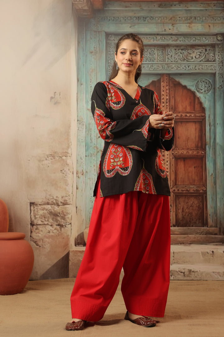 Black Red Farshi Salwar Set