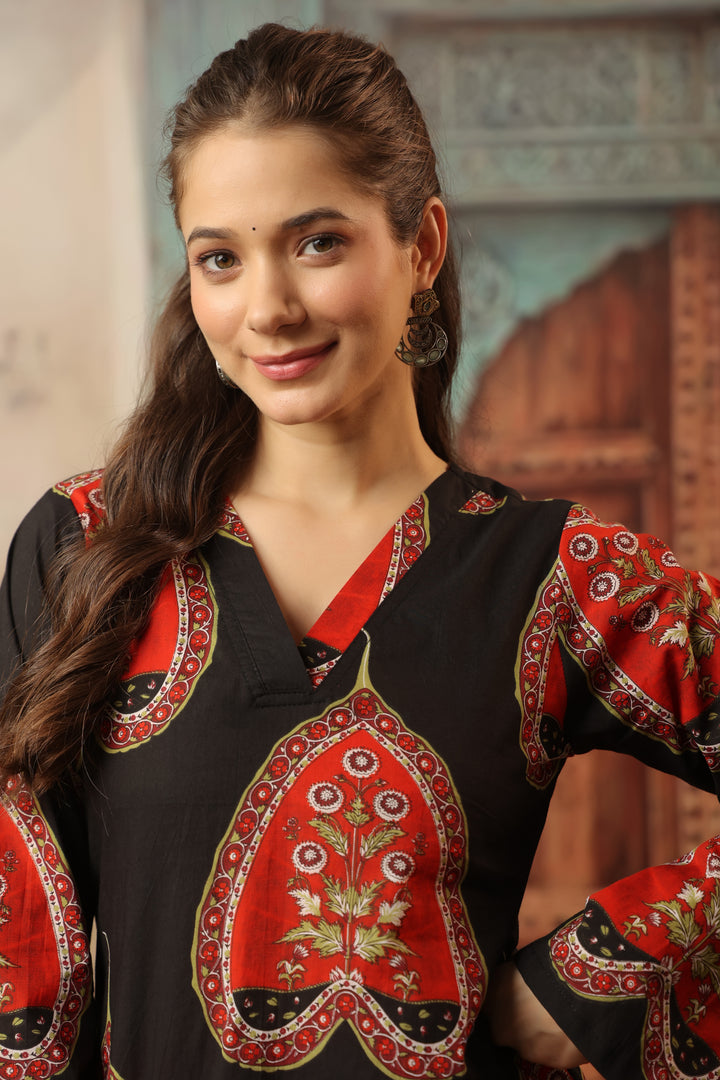 Black Red Farshi Salwar Set