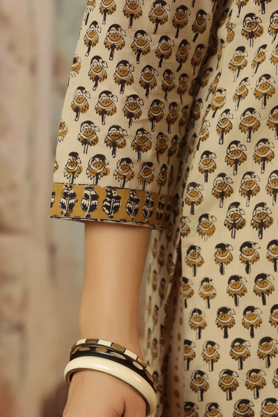 Anika Beige Bagru Suit Set