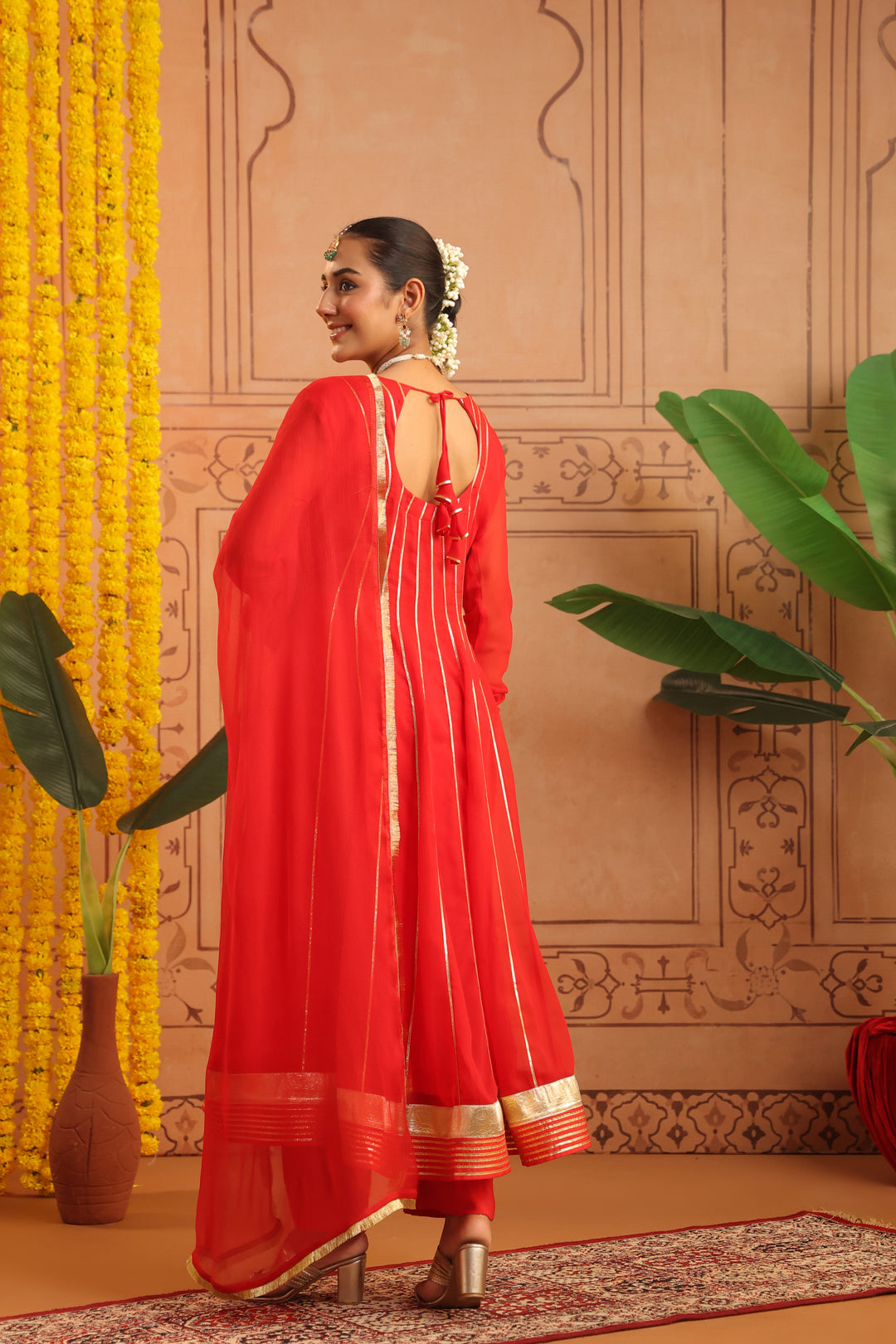 Pavitra Red Gota Georgette Anarkali Set