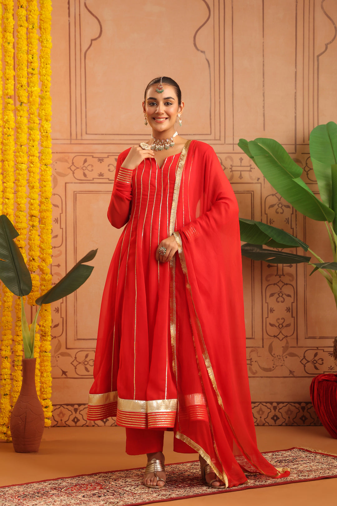 Pavitra Red Gota Georgette Anarkali Set