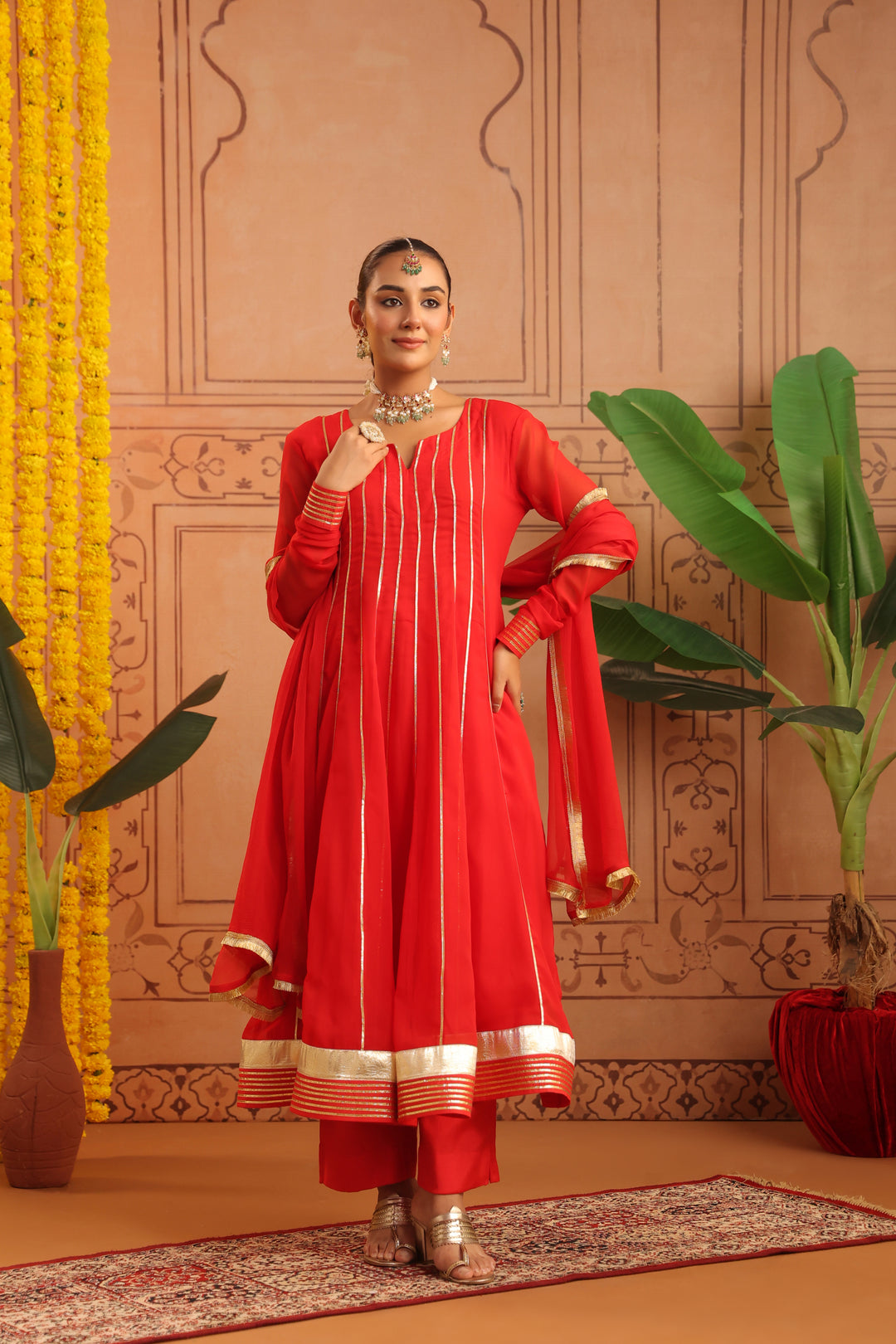 Pavitra Red Gota Georgette Anarkali Set