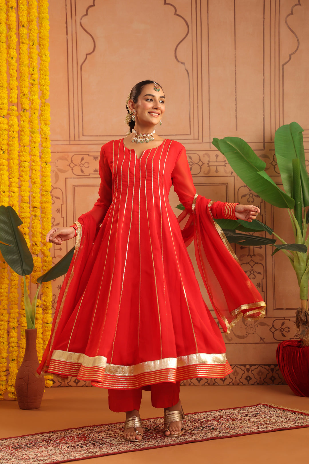 Pavitra Red Gota Georgette Anarkali Set