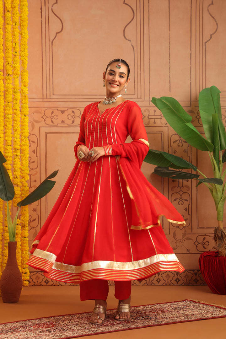 Pavitra Red Gota Georgette Anarkali Set