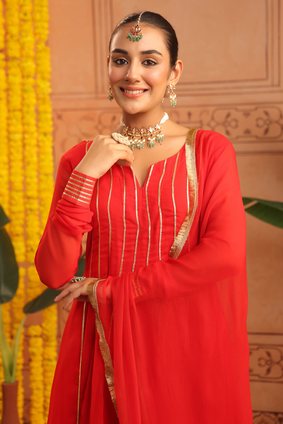 Pavitra Red Gota Georgette Anarkali Set
