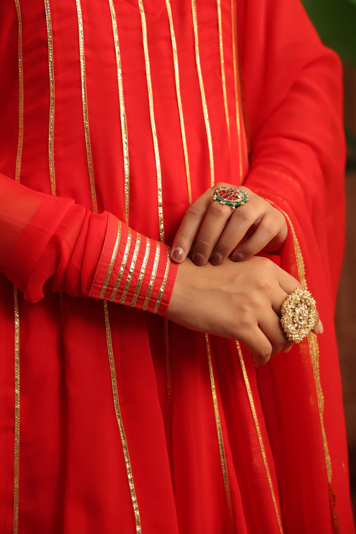 Pavitra Red Gota Georgette Anarkali Set