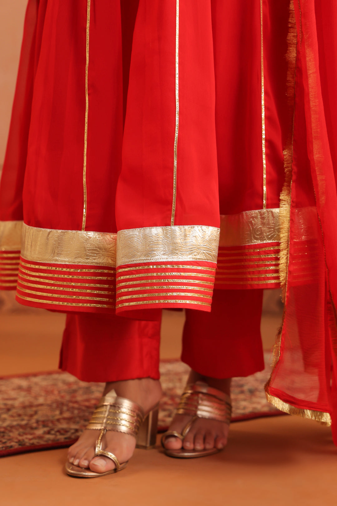 Pavitra Red Gota Georgette Anarkali Set