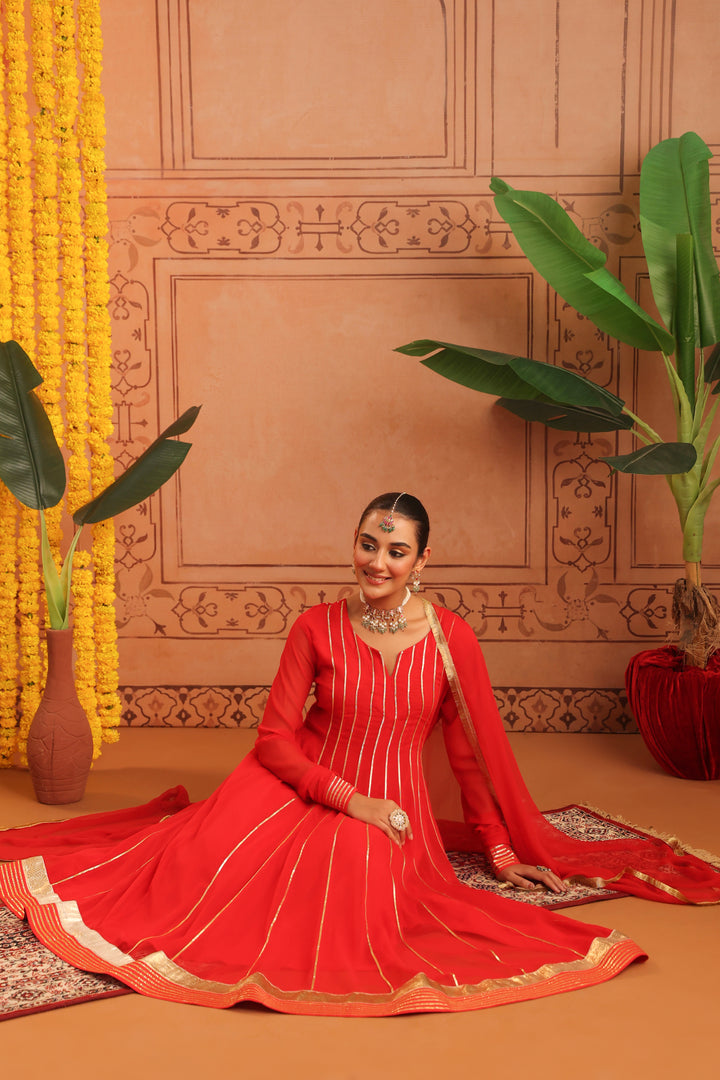 Pavitra Red Gota Georgette Anarkali Set