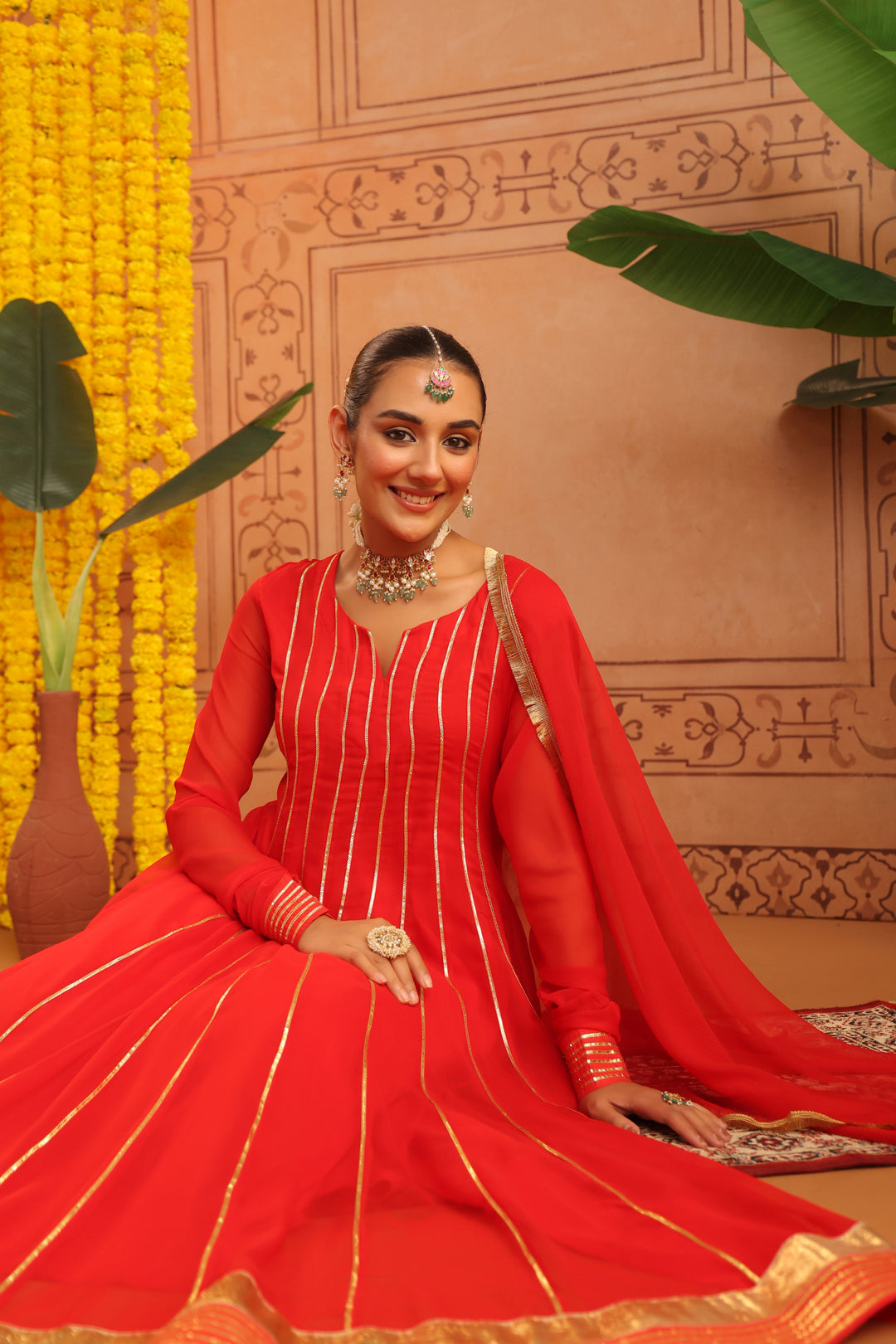 Pavitra Red Gota Georgette Anarkali Set