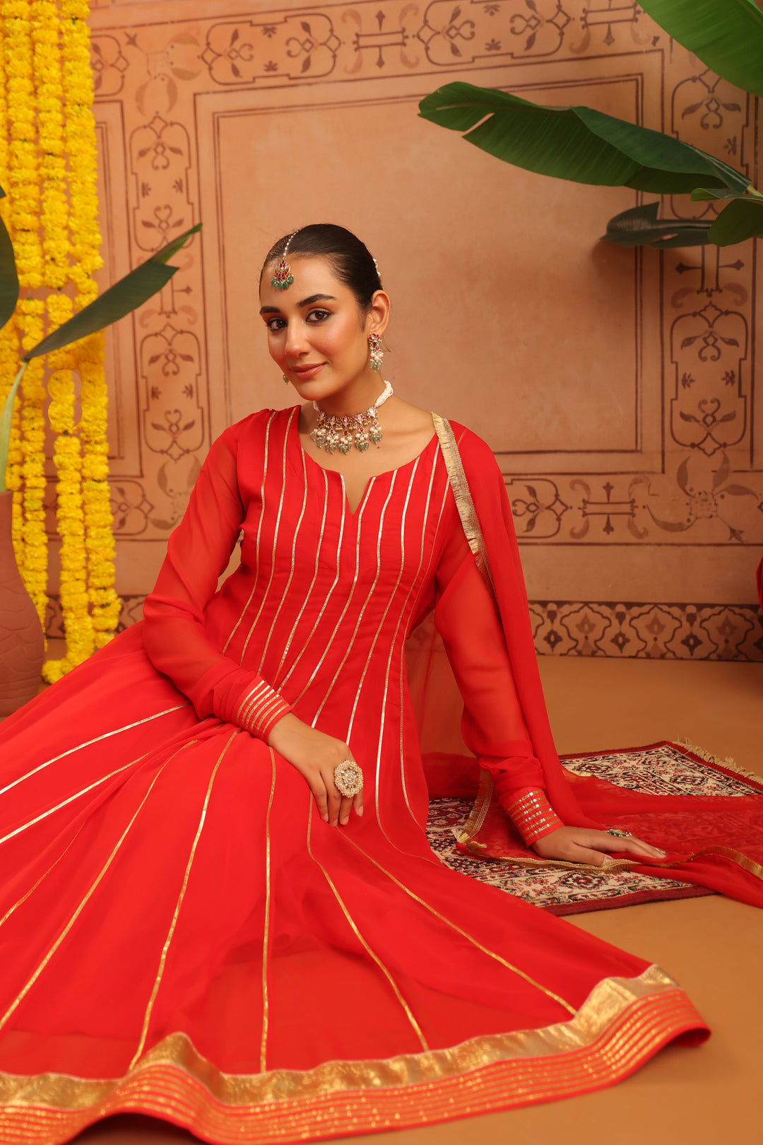 Pavitra Red Gota Georgette Anarkali Set