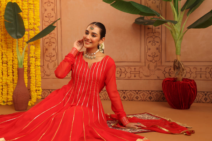 Pavitra Red Gota Georgette Anarkali Set