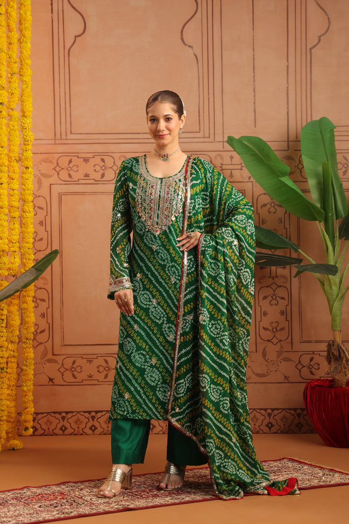 Kareena Green Gota Bandhej Suit Set