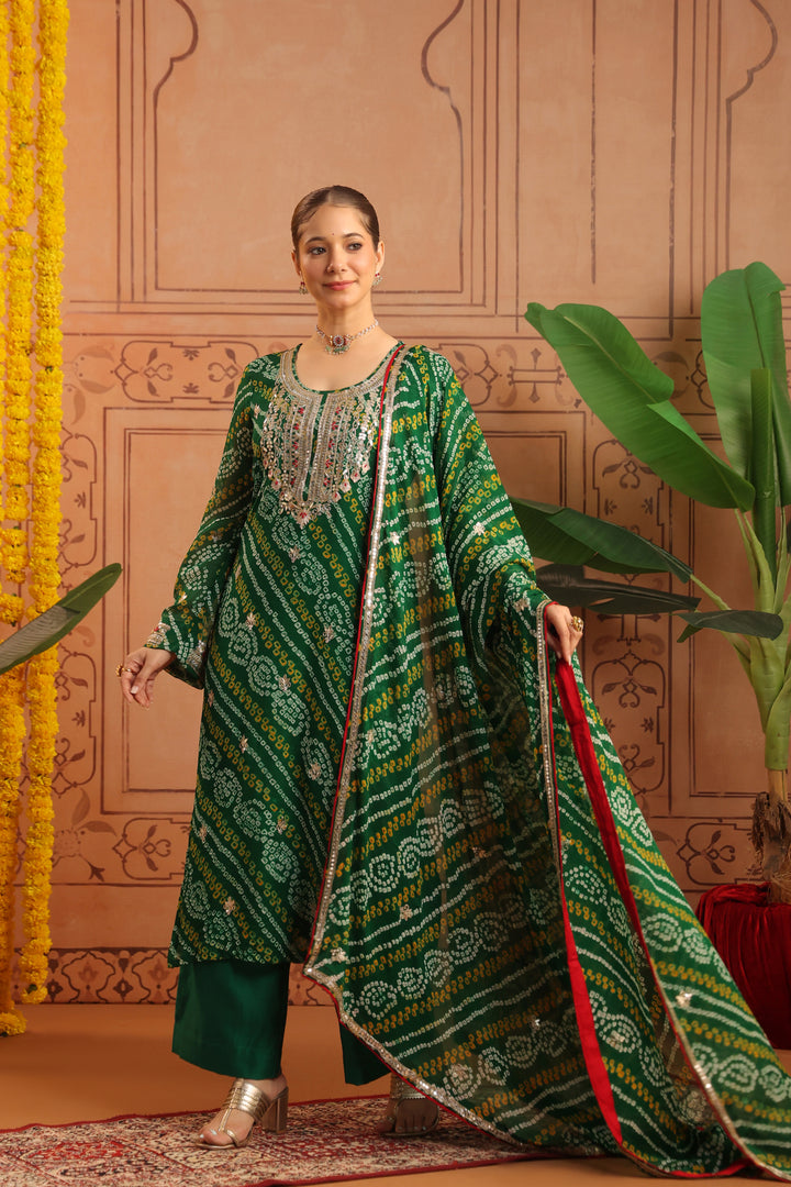 Kareena Green Gota Bandhej Suit Set