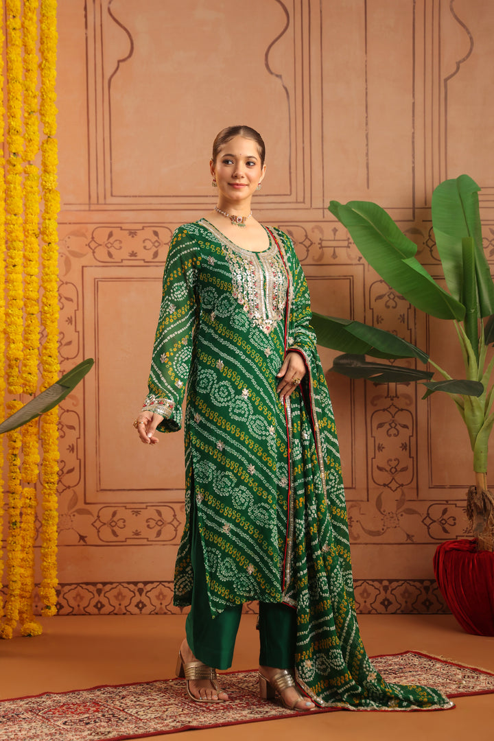Kareena Green Gota Bandhej Suit Set