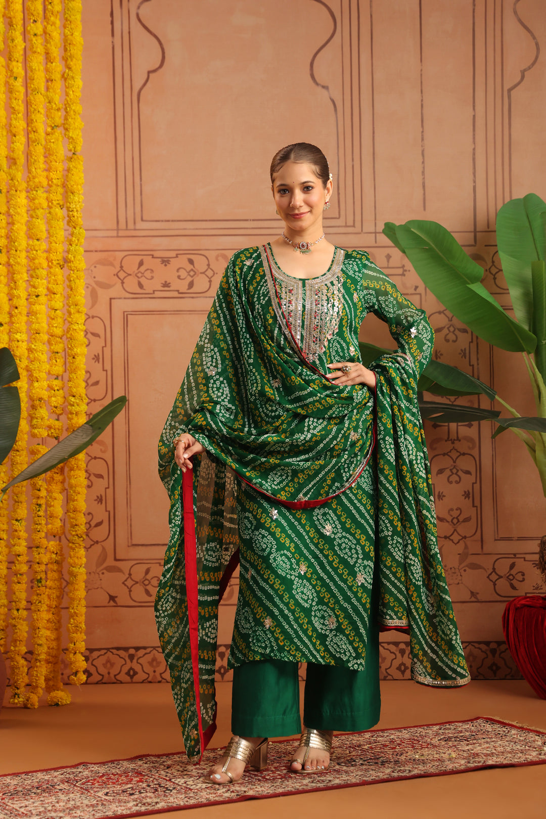 Kareena Green Gota Bandhej Suit Set