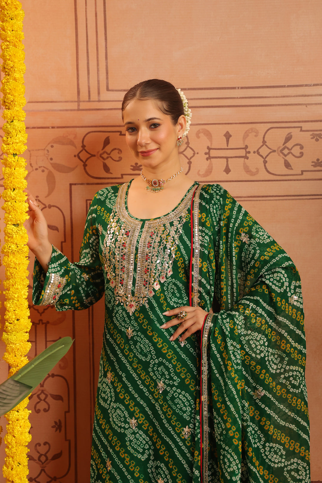 Kareena Green Gota Bandhej Suit Set