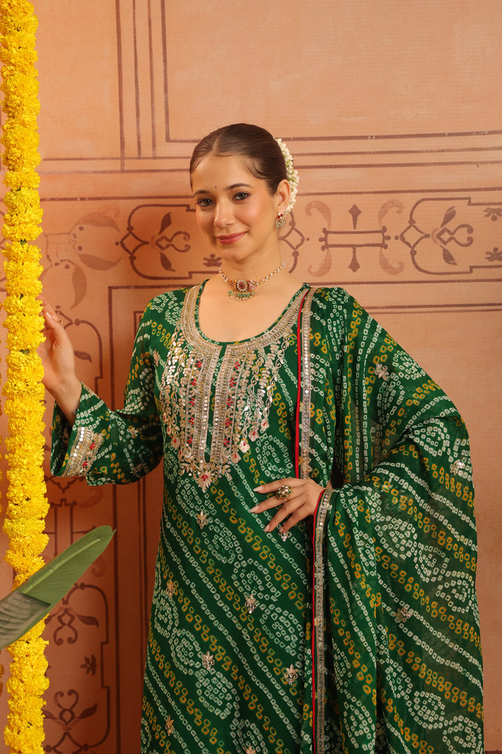 Kareena Green Gota Bandhej Suit Set