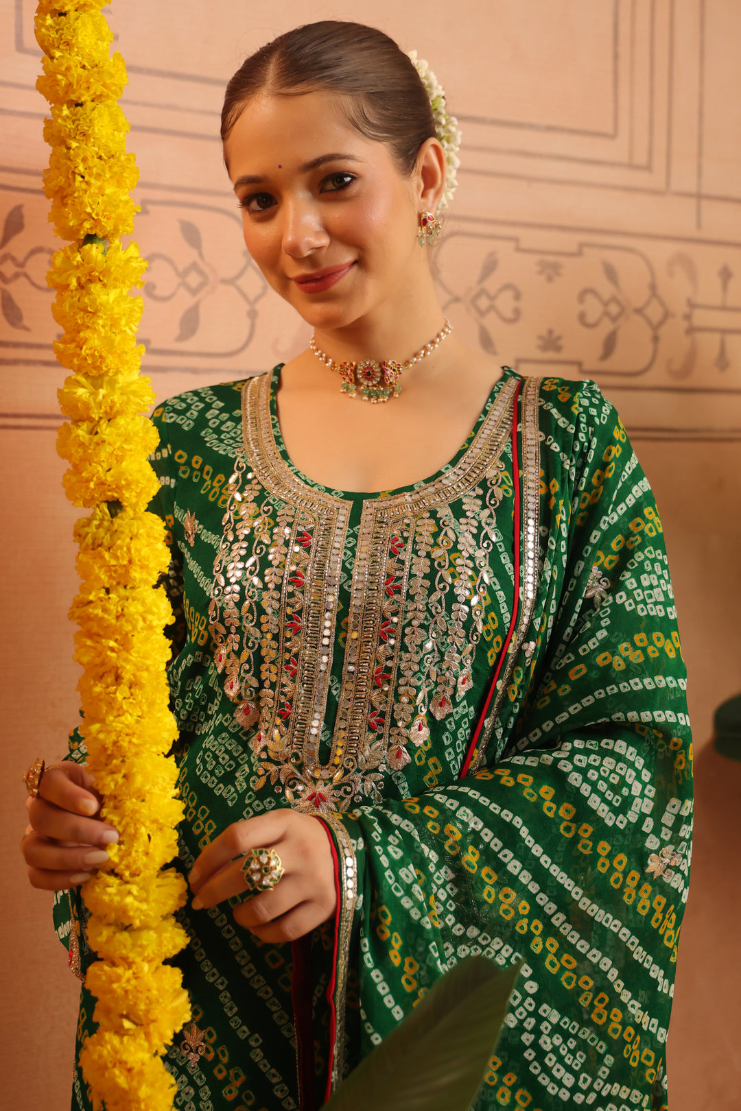 Kareena Green Gota Bandhej Suit Set