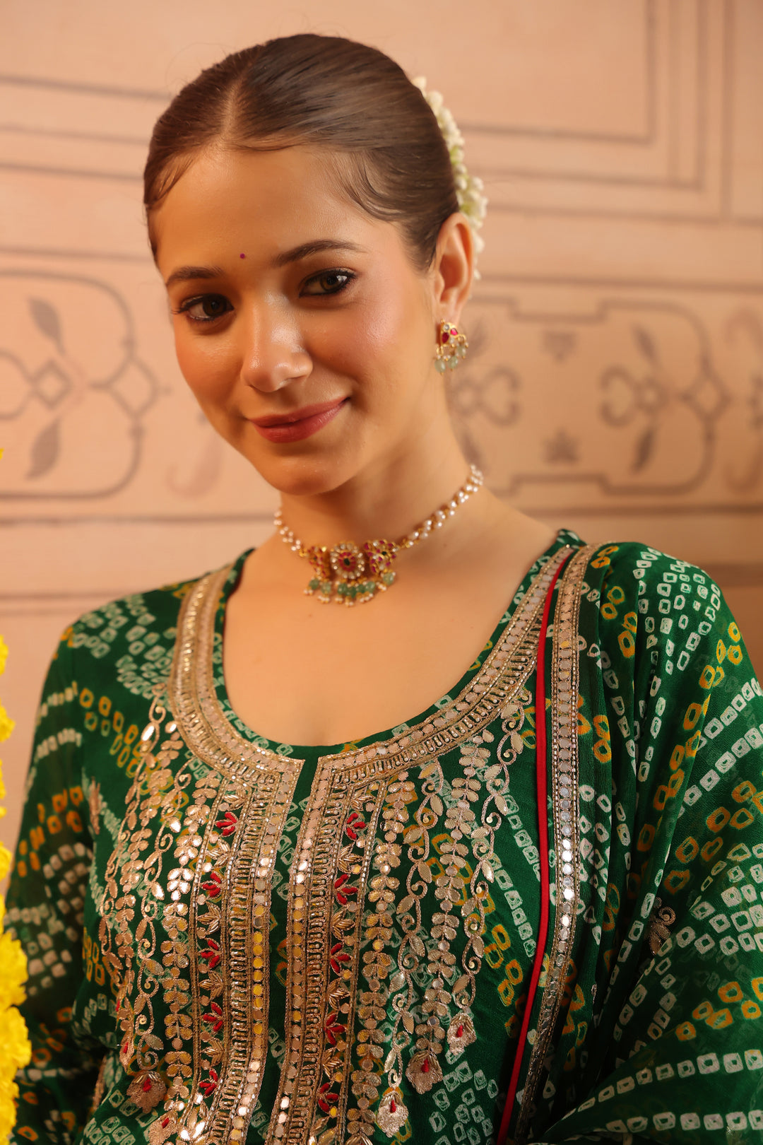 Kareena Green Gota Bandhej Suit Set
