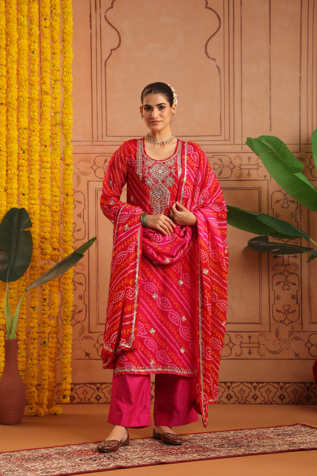 Tulsi Rani Gota Mirror Bandhej Suit Set