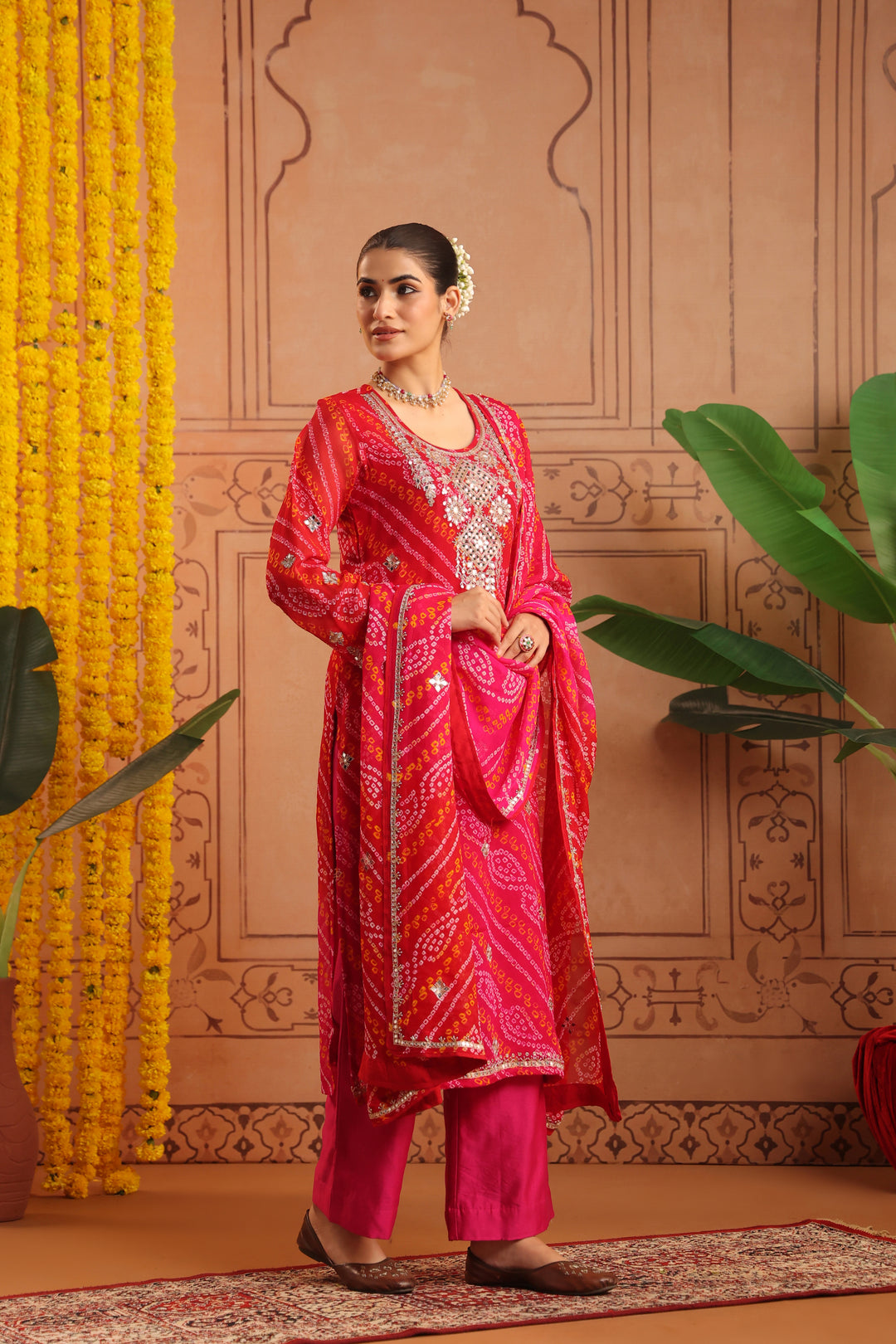Tulsi Rani Gota Mirror Bandhej Suit Set