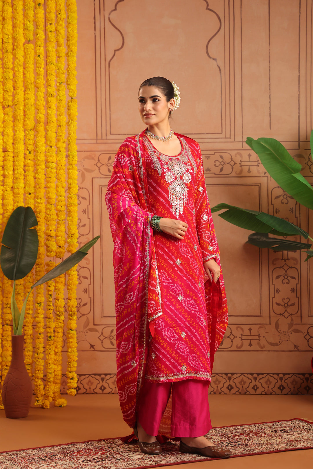 Tulsi Rani Gota Mirror Bandhej Suit Set