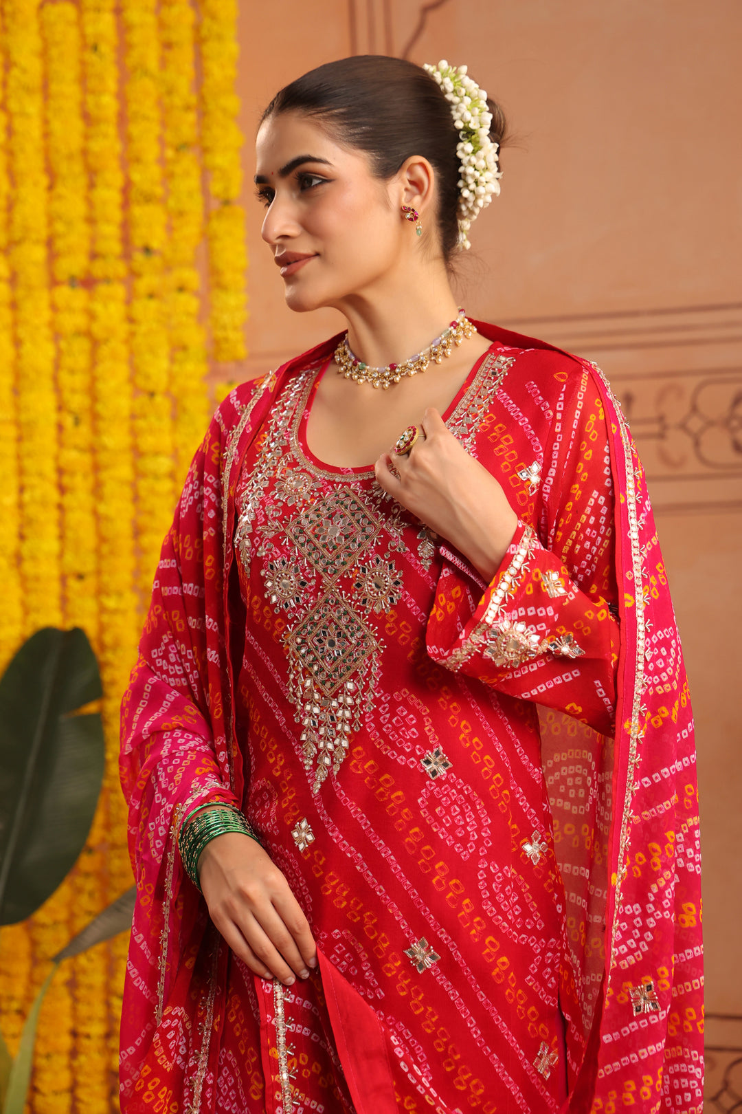 Tulsi Rani Gota Mirror Bandhej Suit Set